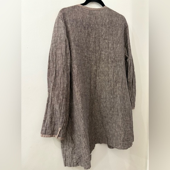 Eileen Fisher Brown open Cardigan - large - long length - cotton/linen blend - Picture 6 of 6